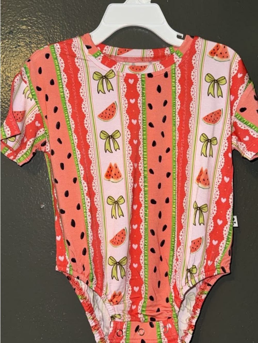 BAMBOO Pink and Red Watermelon Print One-Piece Bodysuit